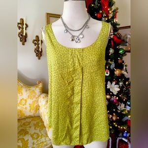 Ann Taylor excellent condition sleeveless yellow/green print top size 10